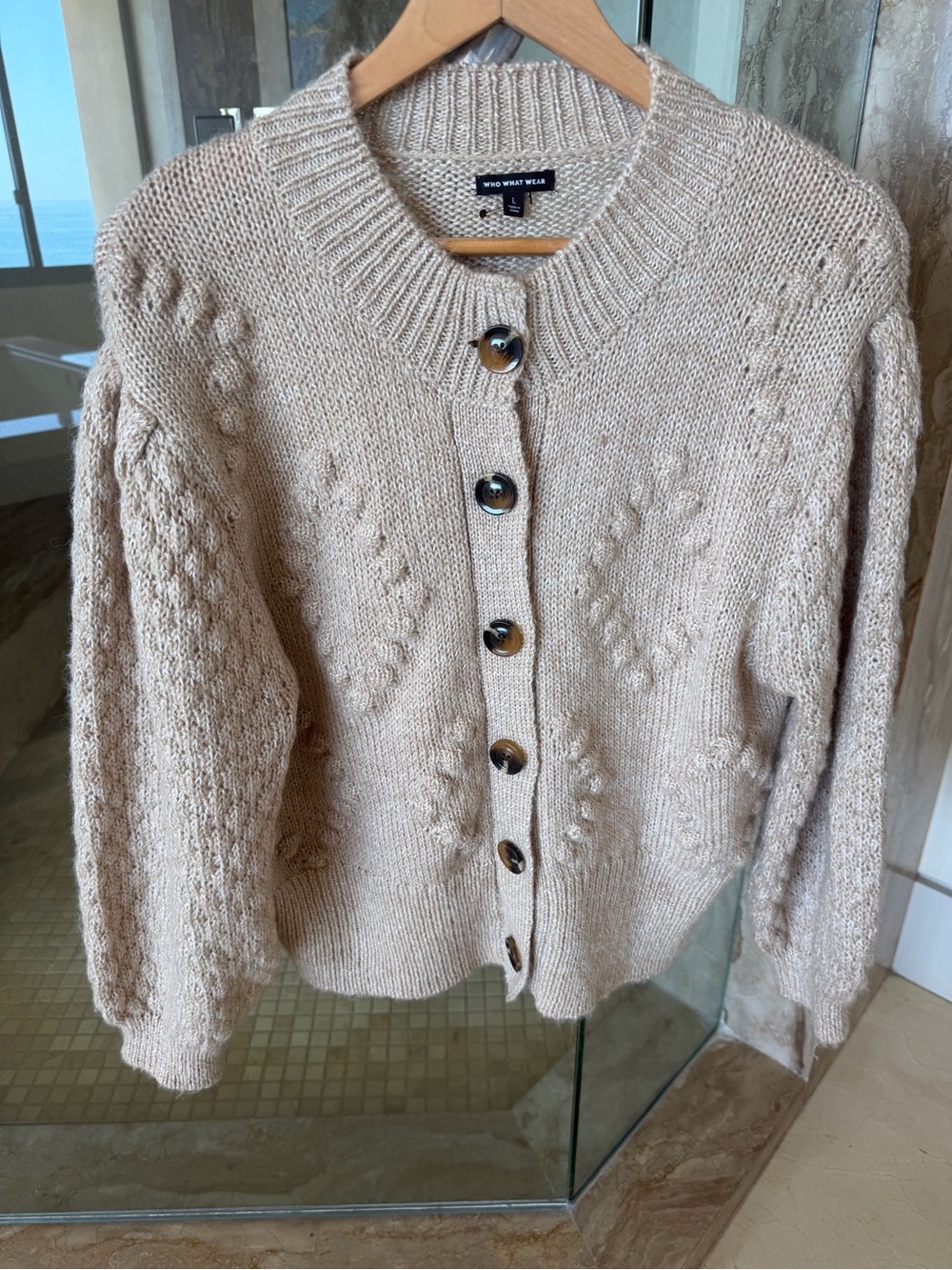 Who What Wear Fabulous Soft Cream Knit Button-Up Cardigan Sweater